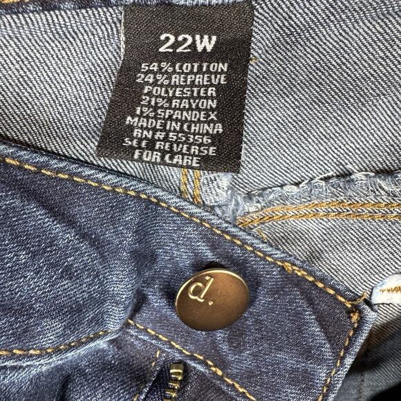 d.jeans NEW Womens Denim Jeans Sz 22W Rolled Capri Plus Stretch Dark Wash Zipper - Picture 11 of 12